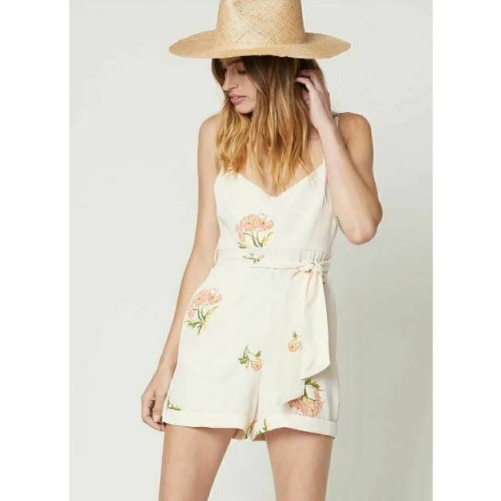 New Flynn Skye Romy Pastel Stems Romper Womens Small Ivory Floral